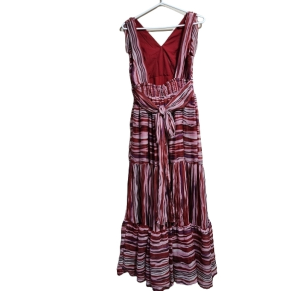 Quiero printed fit & flare striped multicolor maxi chiffon dress color b… - Picture 5 of 7